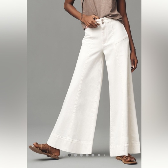 Anthropologie NWT Pilcro Corset Mid-Rise A-Line Wide-Leg Jeans size 26. - Picture 3 of 16